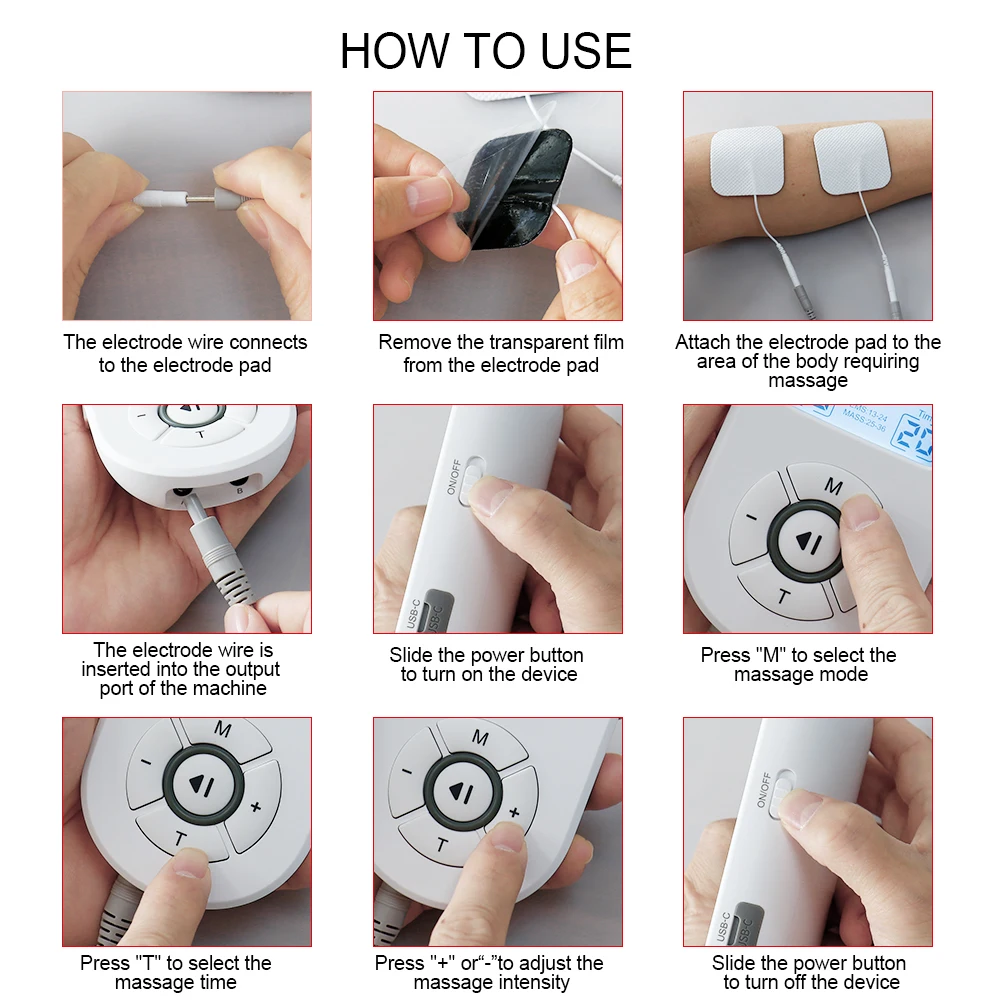 Professional Pain Relief TENS EMS Muscle Stimulator Dual Channel Acupuncture Pulse Body Massager Portable Muscle Relaxation