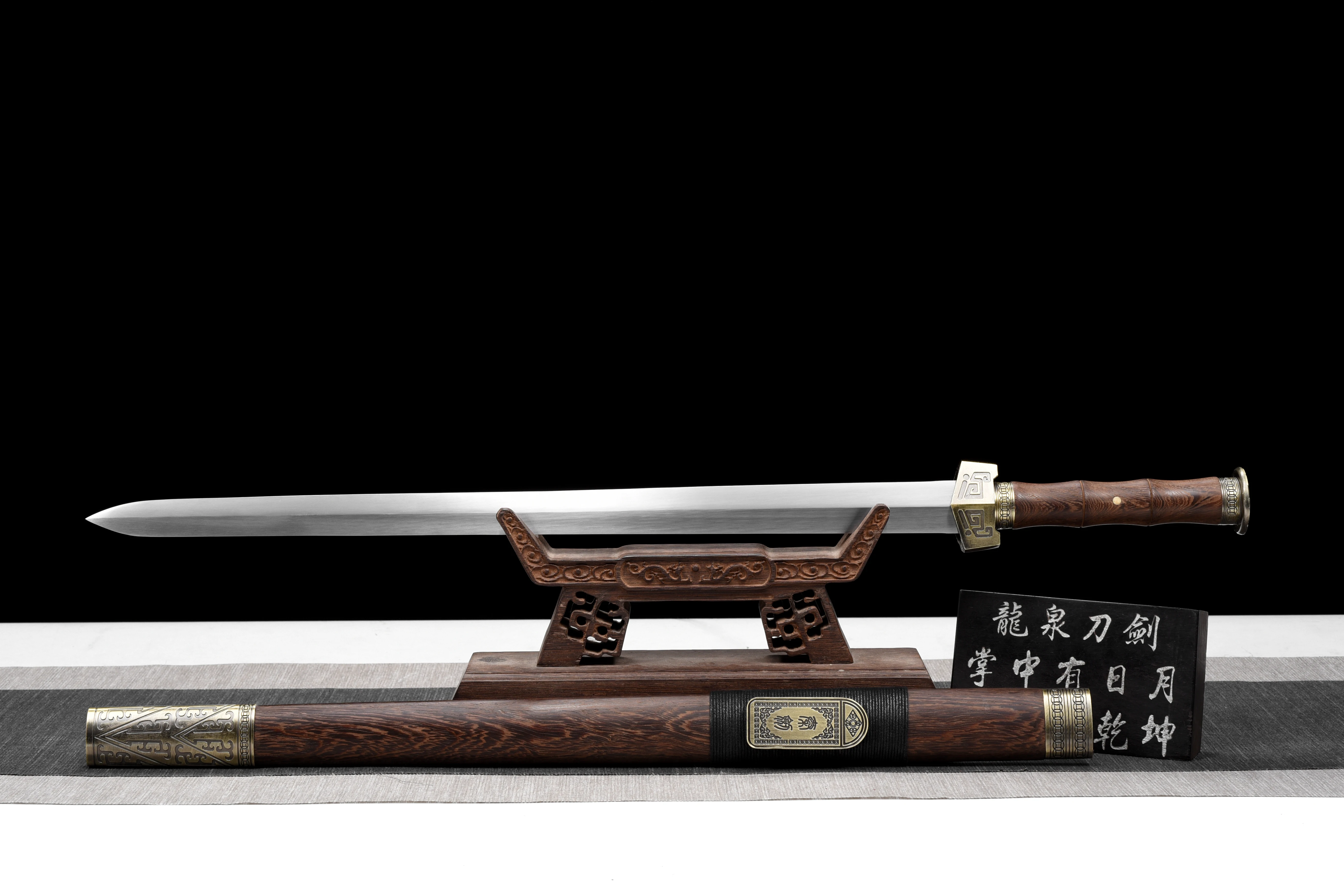 72cm Chinese Ancient Qin warrior sword spring steel hand-forged sharp katana Combat preparation weapons Wooden sheath Fighting