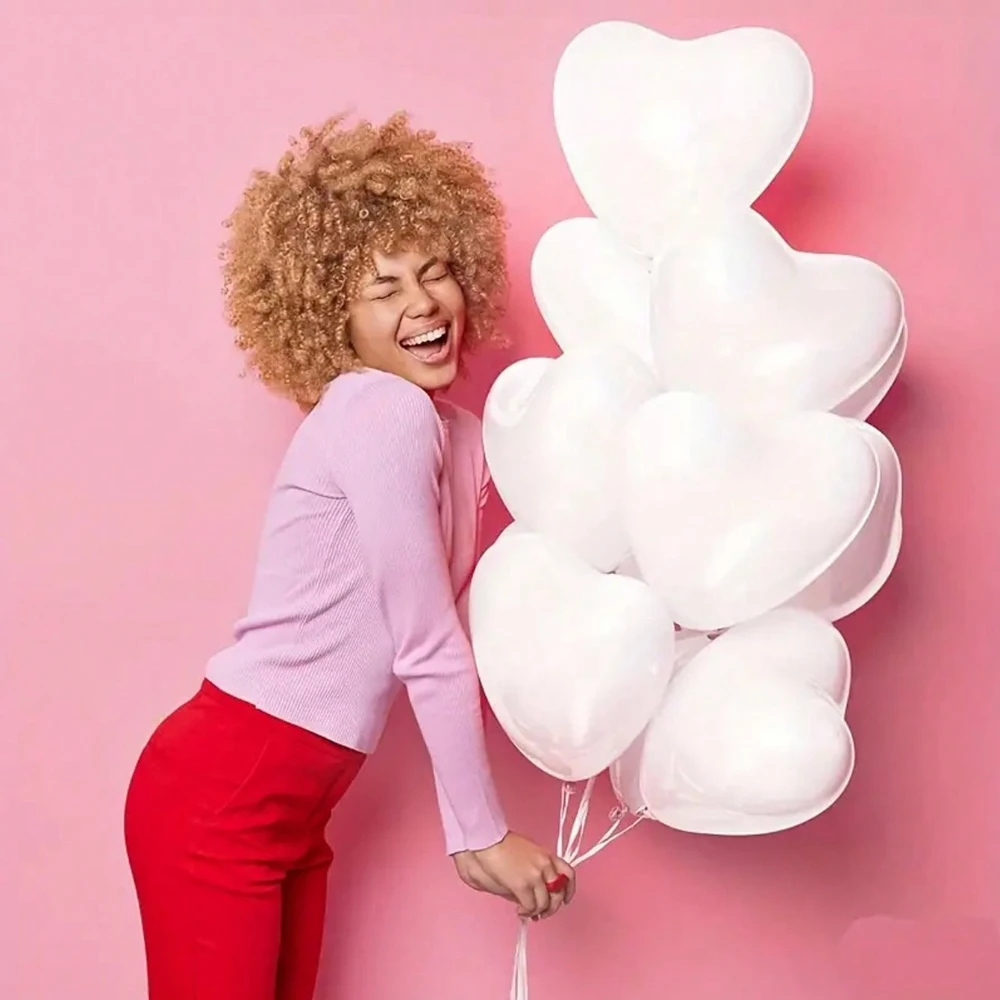 30 Stück weiße, schwarze, rote herzförmige Latexballons für Valentinstag, Geburtstag, Hochzeit, Jahrestag, Themenpartys, Verlobung – Detail 2