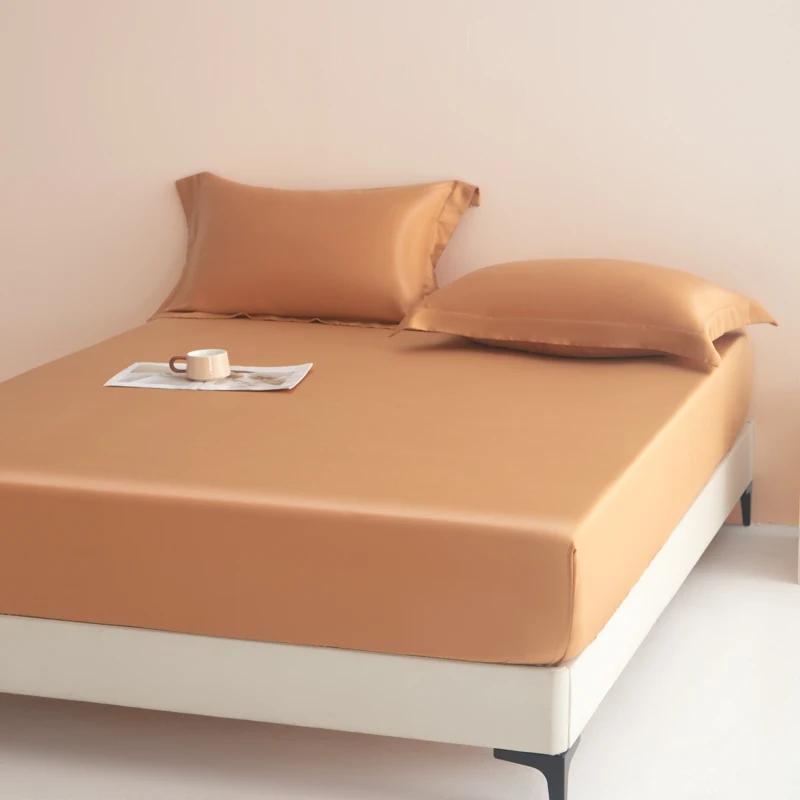 Solid Color Lyocell Fitted Sheet Ice Cooling Fitted Bed Sheet for Summer Twin/Queen/King Size Smooth Bedsheet sabana para cama