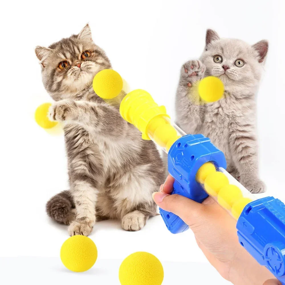 Interactive Cat Toy Ball Dog Aerodynamic Shooter Cats Game EVA Soft Bomb Launcher Kitten Toys Launch Training Children Pet Gift