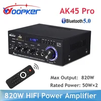 Woopker AK45 Pro 820W amplificador Digital HiFi canal 2,0 Bluetooth Audio AMP altavoz de graves potencia nominal 50W × 2 para Karaoke de coche en casa