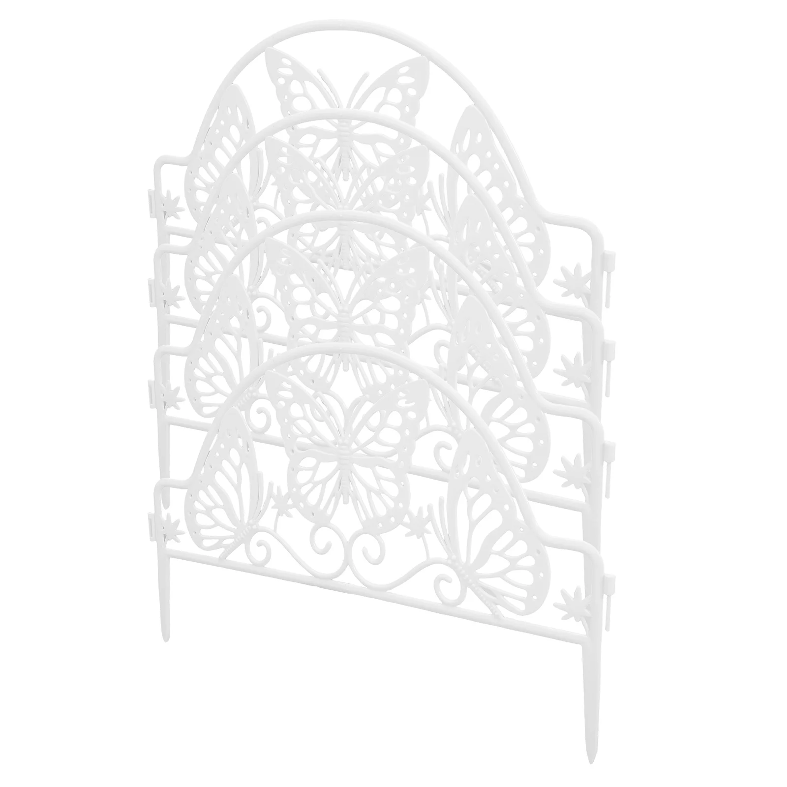 

4 Pcs White Butterfly Fence Panels Garden Edging Border Decorative Plastic Fencing for Yard Patio Lawn Flowerbed Borders