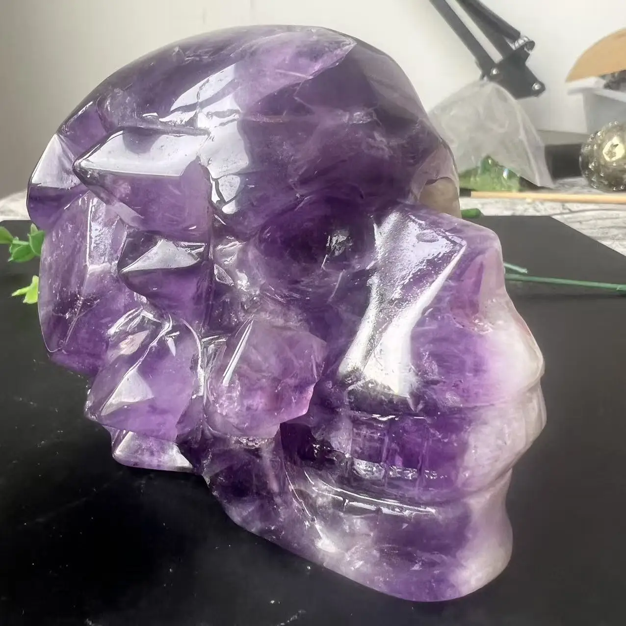 

933g 11cm Natural Crystals Amethyst Cluster Large Skull Carving Reiki Healing