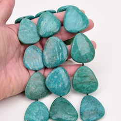 APDGG Natural Green Soviet Amazonite Smooth Triangle Big Chunk Gems Loose Beads 15.5