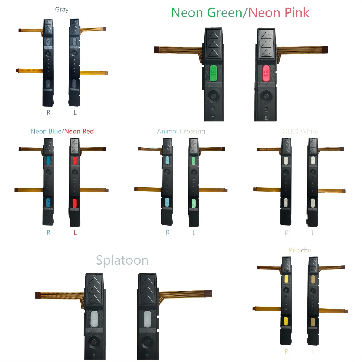 10 Pair For Switch Joycon oled Controller Repair Module Slider Rail with SL SR Button and Flex Cable