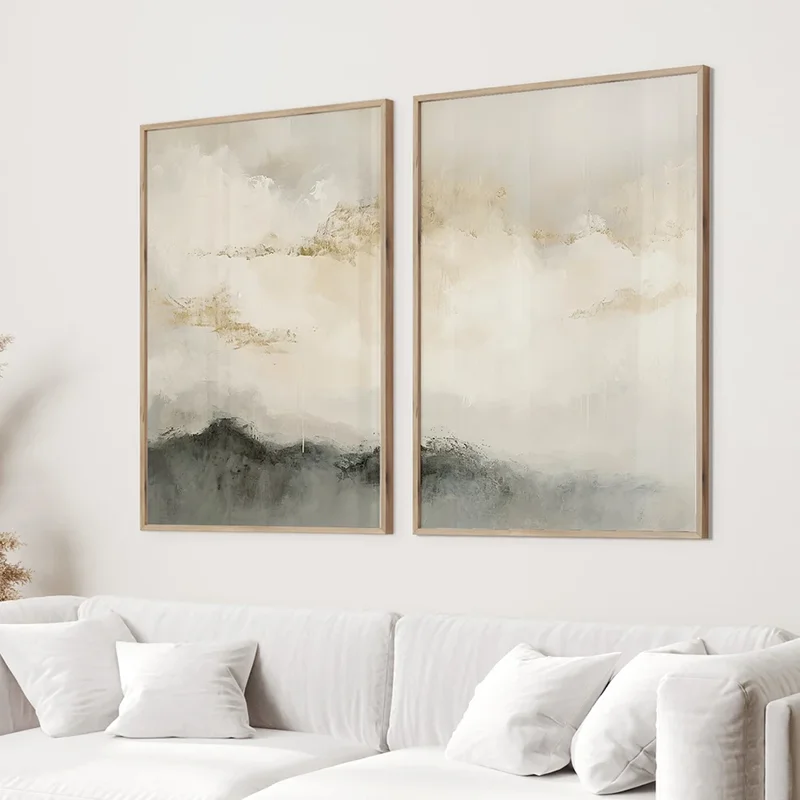 2PCS Abstract Cloud Watercolor Print Minimalist Gallery Wall Art Nordic Style Wall Decor Poster Canvas Paintings for Room Decor