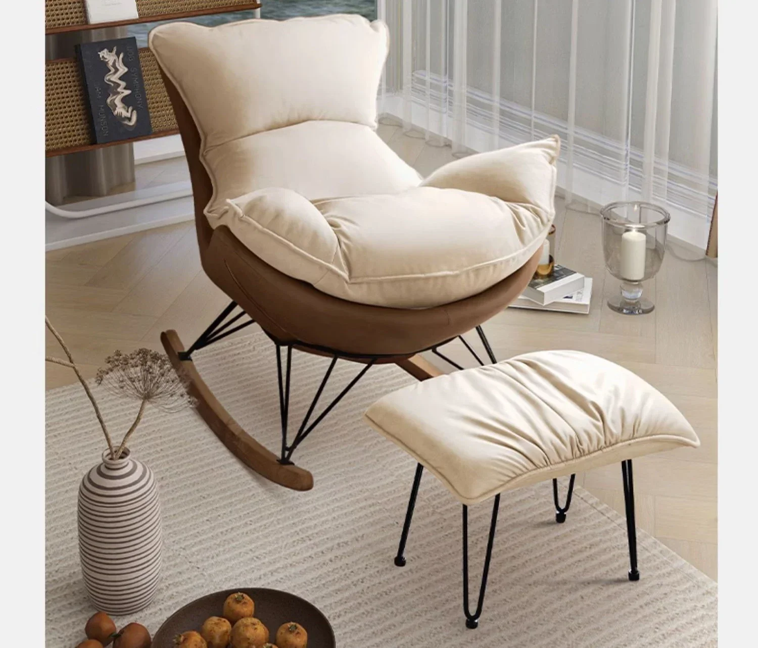 Home leisure Reclining and sleeping Reclining chair for nap Sitting and lying dual-purpose rocking chair