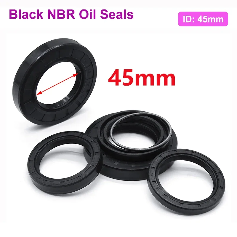 1Pcs  NBR Oil Seal ID 45mm TC-45*55/56/58/60/65/68/70/72/75/80/85/90/100*5/7/8/10/12mm Nitrile Rubber Shaft Double Lip Gasket