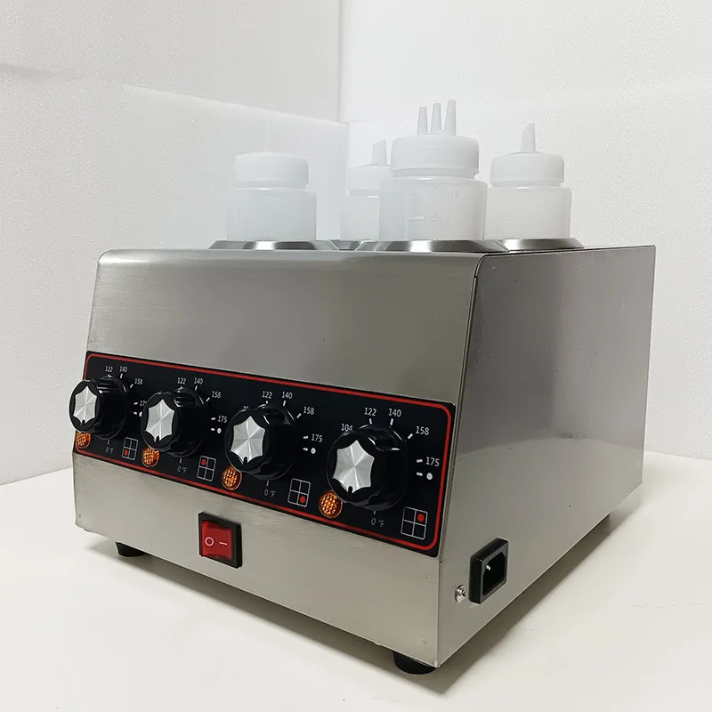 Commercial Stainless Steel Sauce Warmer, 4‑Head Constant Temperature Heater For Milk Tea Shop Stall Sauce Holding