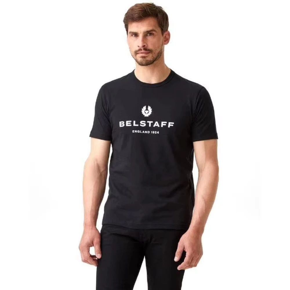 

Summer 2025 Fashionable High Quality Belstaff Shadow Summer Luxury Brand Cotton Men's and Women's Tshirt Motorcycle Short Sleeve
