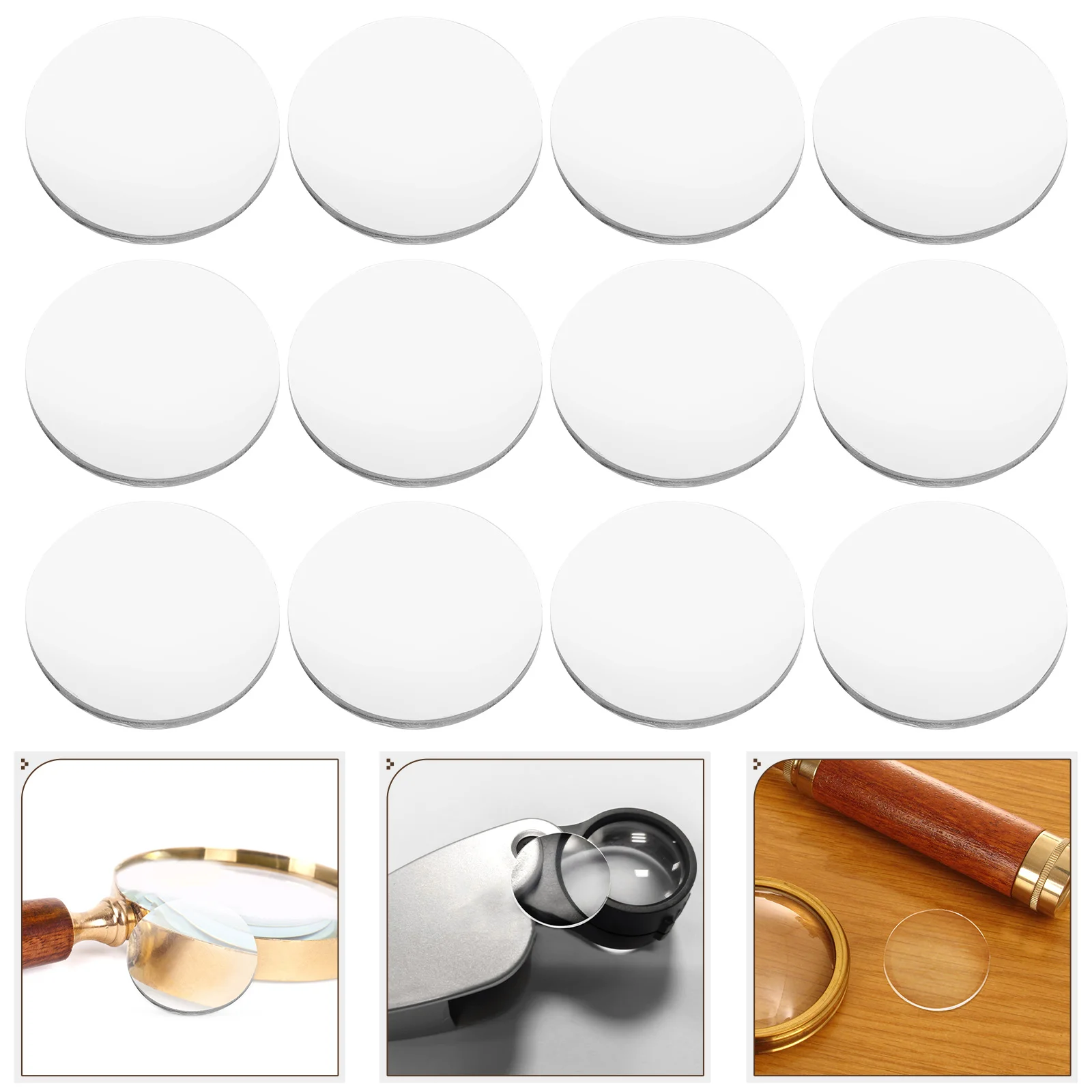 

20pcs Acrylic Clear Magnifying Lens Magnifier Lens Made Clear Round Shape Portable Easy Install Magnifier Tools