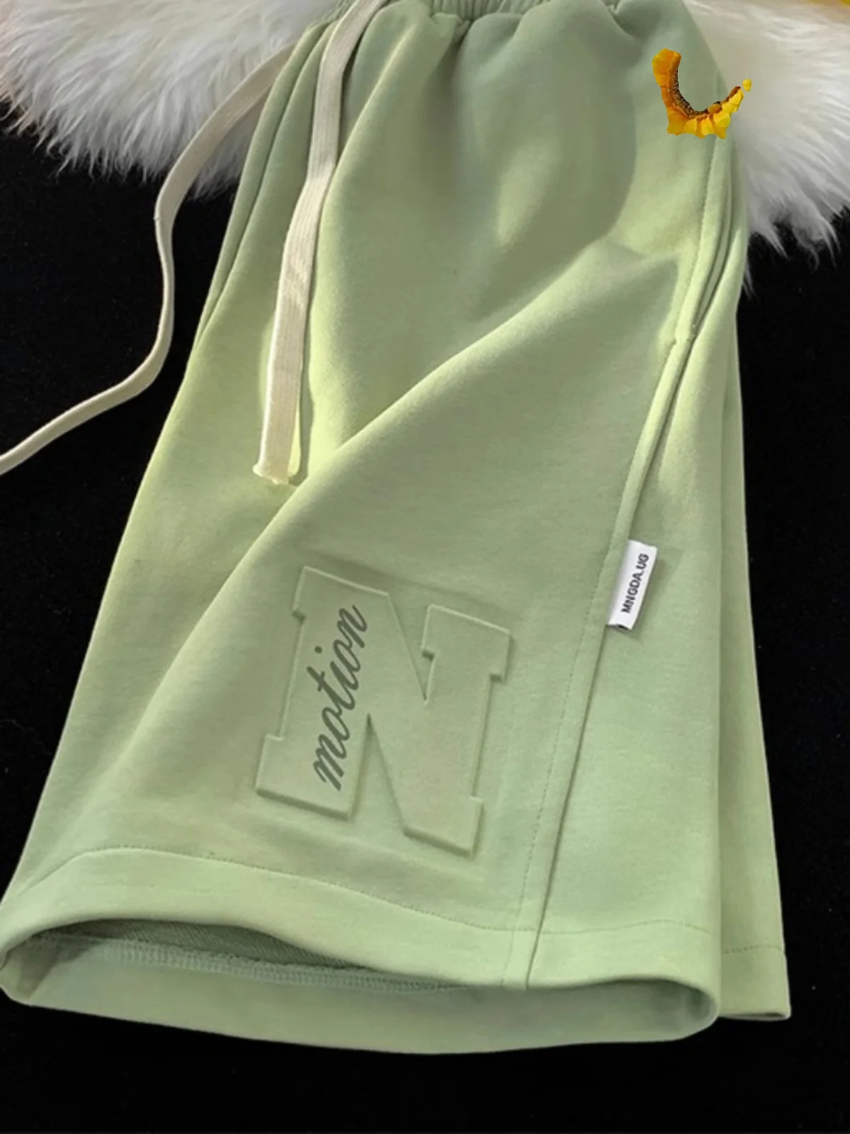 

Large Size 300 Pou Hong Kong Sle Retro Avocado een Men's orts Summer New Loose Sports Five-Quarter Pants