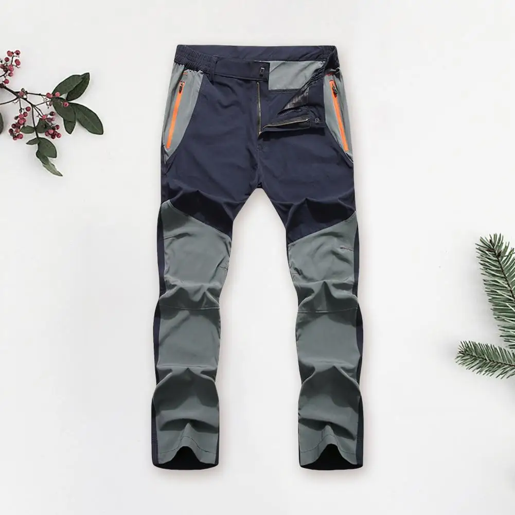 

Men Pants Durable Waterproof Outdoor Pants with Elastic Waist Pockets for Fishing Climbing Hiking Men's Quick-drying Stretchy