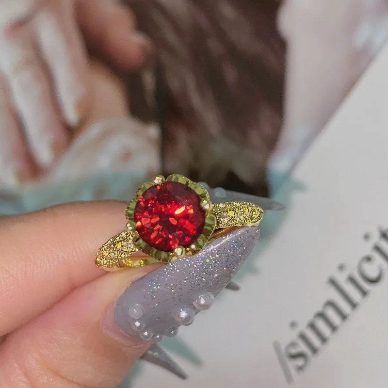 MDLFES Moiss1n สไตล์เพชร ยุโรปและอเมริกา คลาสสิก โกเมนสีแดง ซิรคอน ติโทก ไลฟ์ แฟชั่นเพชรเต็มวงใหม่