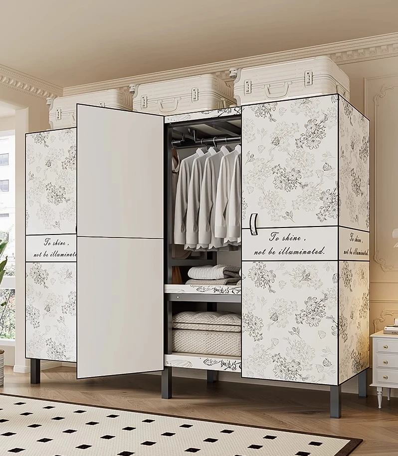 

Simple wardrobe bedroom household steel frame installation-free folding cloth wardrobe