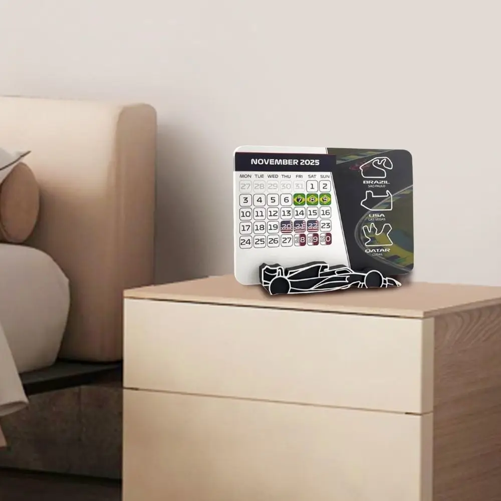 Formel 1 2025 Rennkalender 7,0" x 5,5" mit F1 Autoständer Motorsport-Enthusiastenkalender F1 Rennplankalender als Geschenk