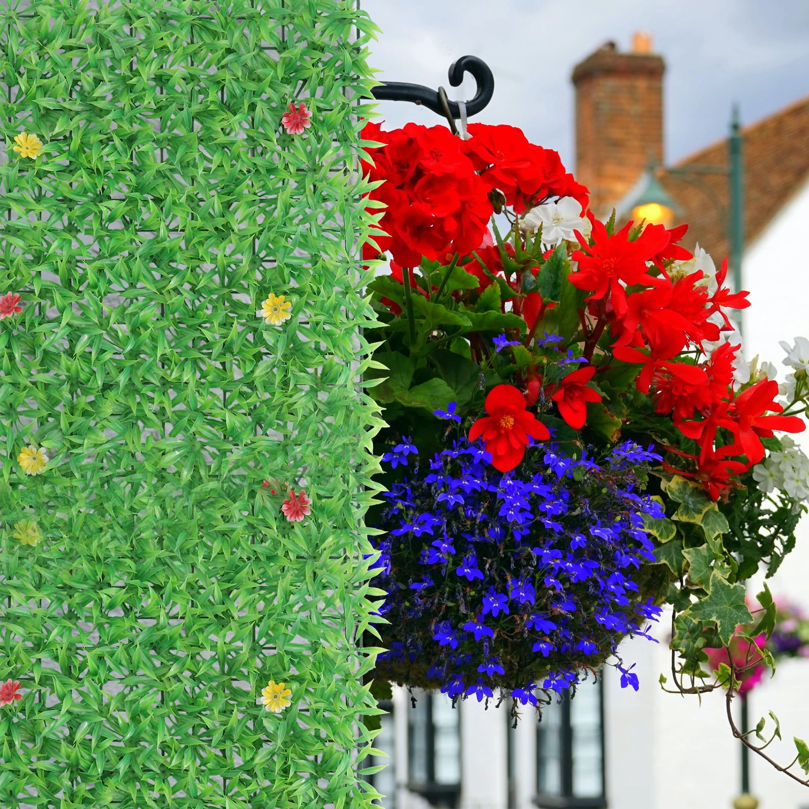 

1pc Simulated Plant Wall Decor Artificial Turf Green Wall Hanging Flowers Easy Installation No Maintenance Premium Material