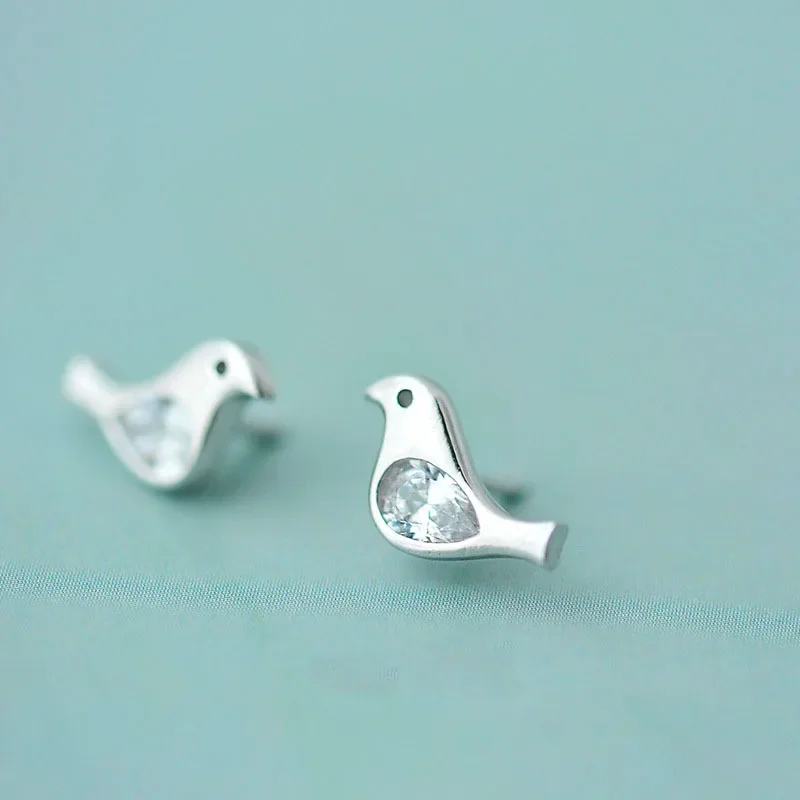 925 sterling silver bird Stud Earrings for Women Elegant Wedding Jewelry pendientes mujer moda