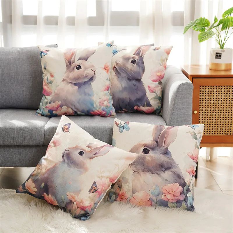 Easter Bunny Pillow Cover, Living Room Sofa Cushion, Outdoor Throw Pillowcase, Cross-Border, New,