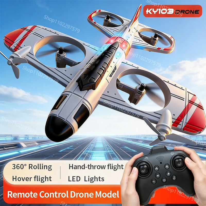 

KY103MAX Glider Flying Helicopter RC Hobby Jet Plane 2.4G Stunt Remote Control Foam Fighter Airplane Toys Drone With Light Gifts