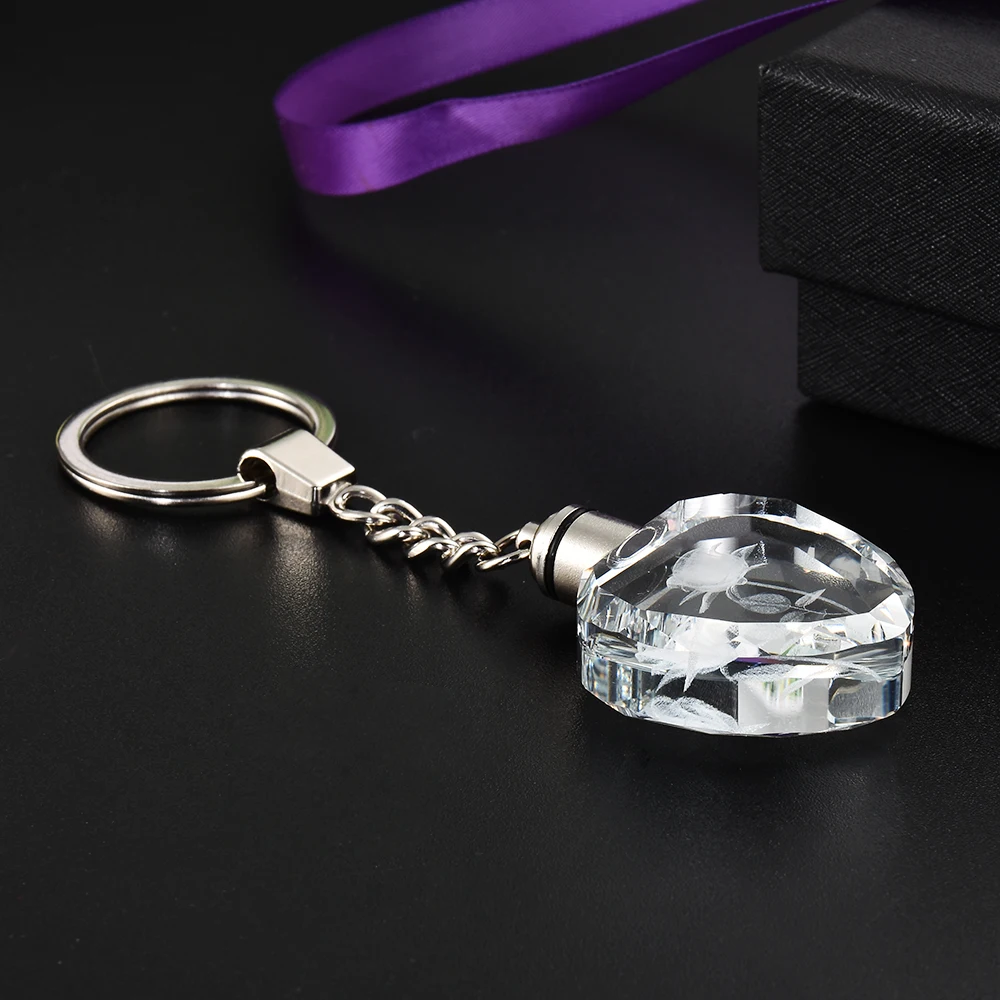 Mode bunte Fee Rose Blumenmuster Liebe Form Kristall Strass führte Licht Schlüssel bund Liebhaber Schlüssel anhänger Schlüssel ring Schmuck – Detail 8