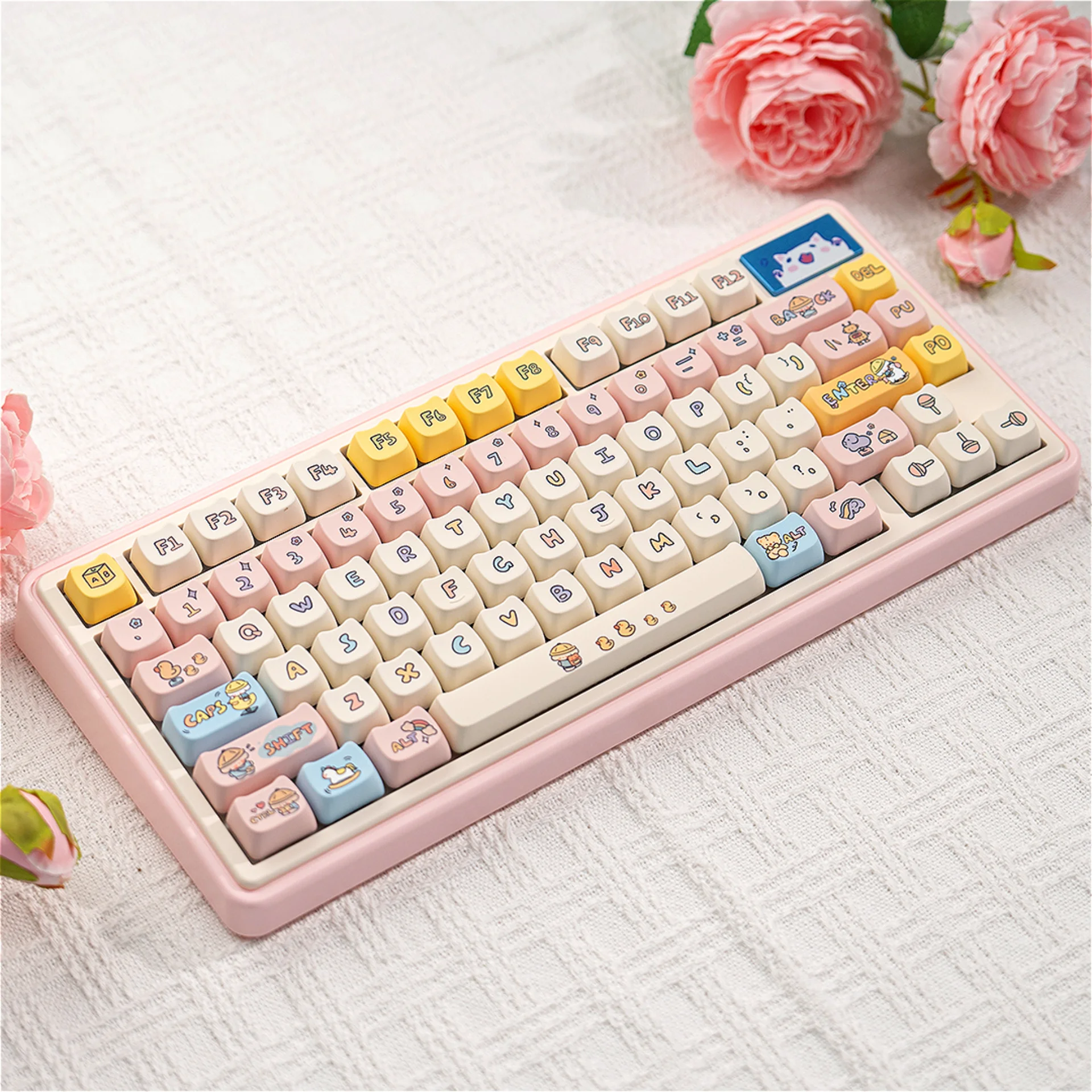 MAO Kindergarten Puppy Keycap Set PBT 138 Keys Cute Girl Gift for 60/64/84/98/108 Gaming Mechanical Keyboard MX Switch