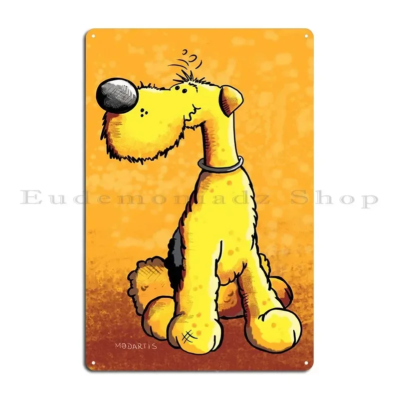 Funny Airedale Terrier Metal Sign Printing Funny Wall Decor Club Printed Tin Sign Poster