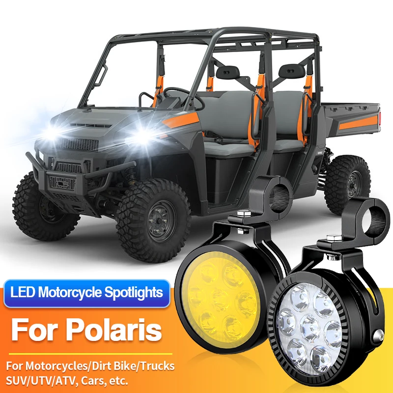 1 Set LED Motorcycles Headlight 2-Color Fog Light Spotlight Off Road for Polaris Outlaw 70 110/PRO RMK/Phoenix 200/Pro XD/RMK