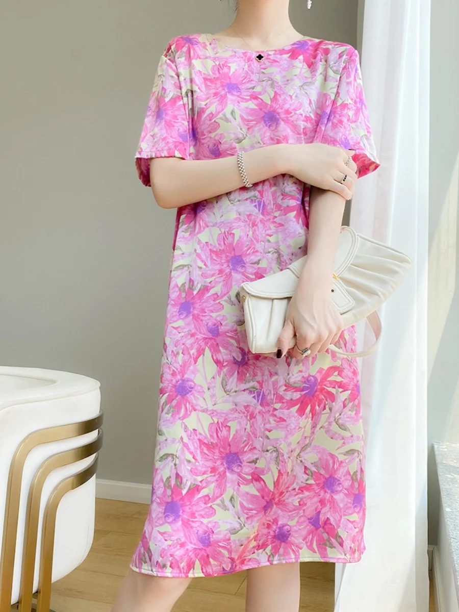 Verão 2024 feminino redondo ne ort sve dr acetato cetim solto ajuste emagrecimento longo dr a linha saia confortável deslocamento