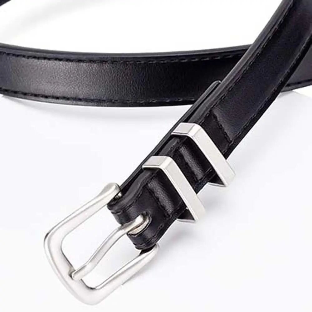 Elegant Metal Buckle PU Leather Belt Y2k Style Slim Side Thin Waist Belt All-match Jeans Trouser Decor Korean Waistband Outdoor