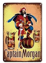 Vintage Metal Plate Rum Beer Brand Metal Tin Signs Captain Morgan Plaque Retro Plate Wall Decor Metal Signs 8x12 Inch Wall Sign