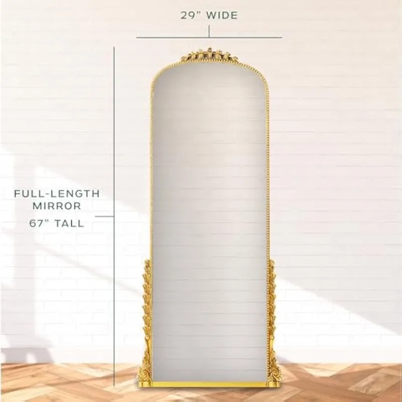 Full Length Gold Large Floor Mirror with Polyurethane Frame | Style Body Leafing and MDF Backing 67