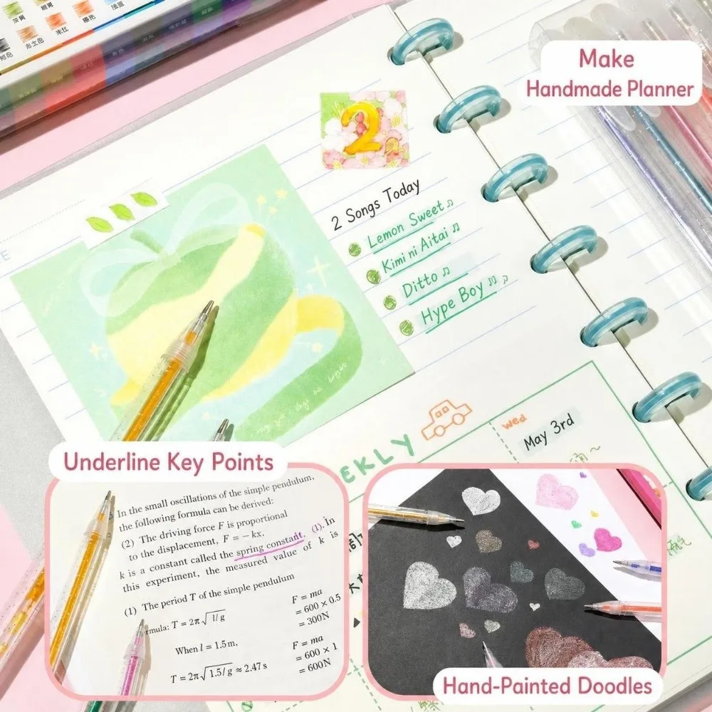 8-60pcs Glitter Ink Glitter Gel Pens Fine Tip Smooth Writing Gel Ink Pens Multicolor Translucent Barrel Coloring Pens