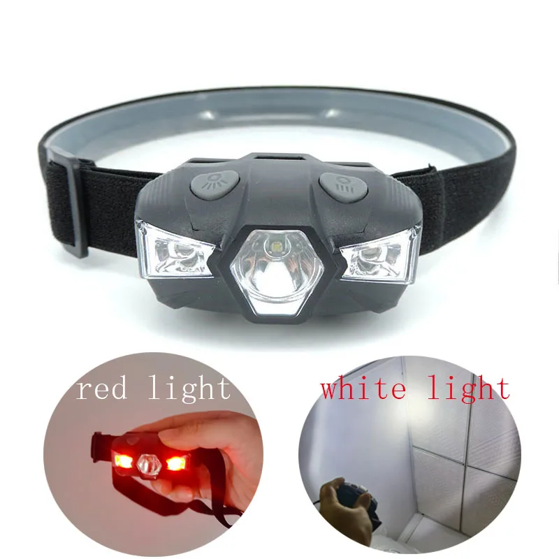 5 Modes Mini 3 Leds Headlamp Headlight Powerful 1000lm Head Light Torch Red White Frontal Lamp Torch Camping AA Battery K