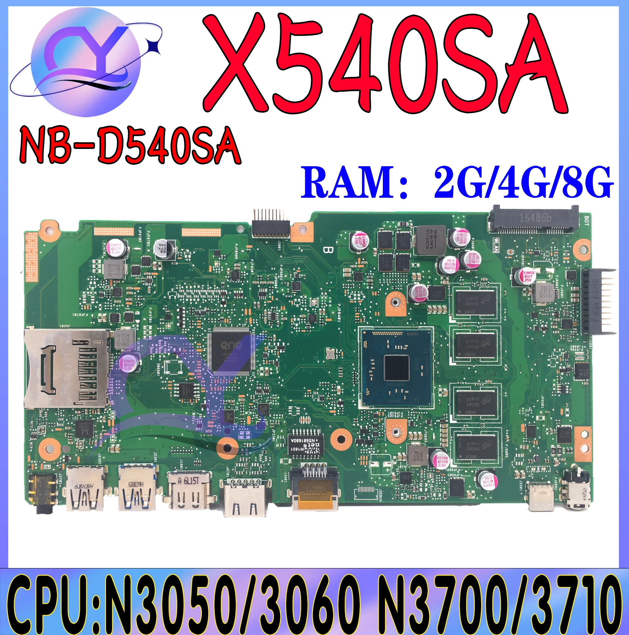 

X540SA Laptop Motherboard For ASUS PLACA X540SAA X540S F540S X540 REV 2.1 Mainboard N3050 N3700 N3710 CPU 2G/4GB/8G 100% OK