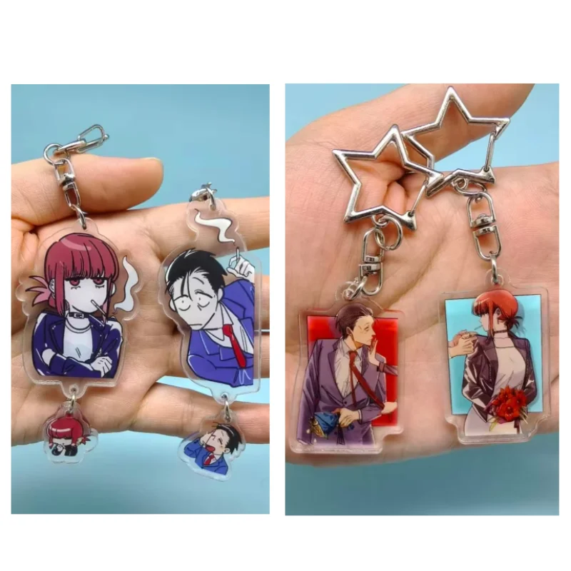 2pcs Smoking Behind the Supermarket Acrylic Couple Keychain Supa No Ura De Yani Suu Futari Sasaki Yamada Keyring Bag Charm Gift