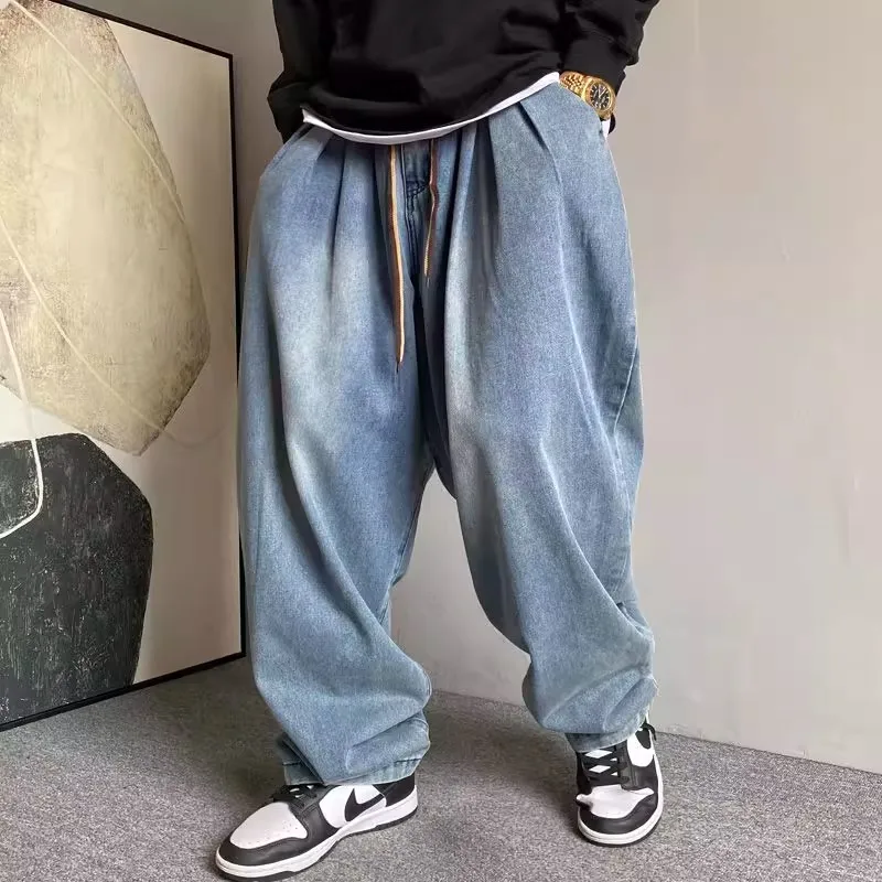 

Waed Denim Jeans Men's Loose Tapered Pants Autumn Casual Harlan Sle Big Size 300 Pou American Retro Casual Jeans