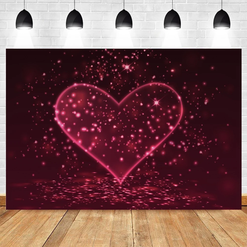 Glitter Love Heart Valentine's Day Photography Backdrop Couple Portrait Photographic February 14 Party Background Photo Studio