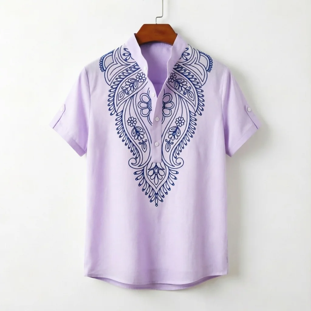 

Linen men's short sleeved shirt, fashionable trend, loose top, street outdoor, casual and comfortable