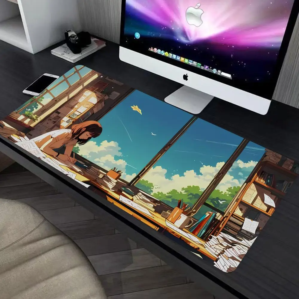 

An Anime Girl Who Reads And Studies Mouse Pad large keyboard mouse desk pad non-slip rubber gaming mouse pad laptop mouse carpet