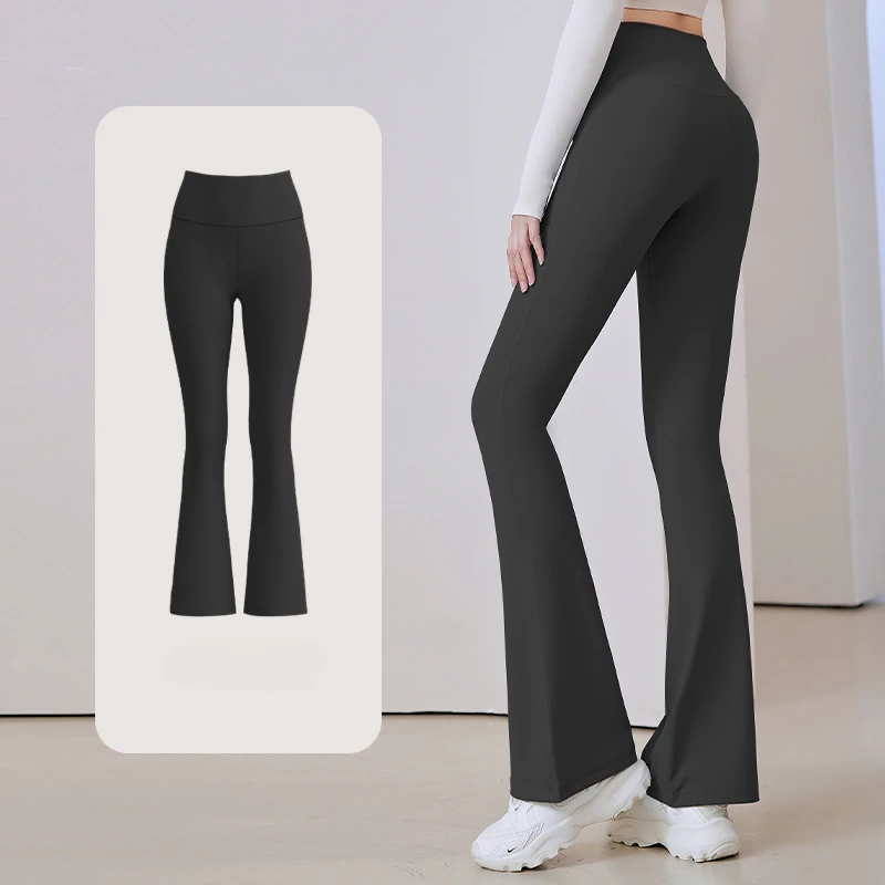 Womens Elegant Yoga Flared Pants Sexy Gym Clothing Autumn Winter High Waist Booty Lifting Fitness Sporty Tights Leggings Woman