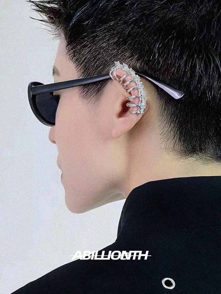 New Y2K Vintage Fashion Elegant Punk Elf long ear clip Crystal Rhinestone Design Cool Ear Cuff Wrap Stud Clip Earring