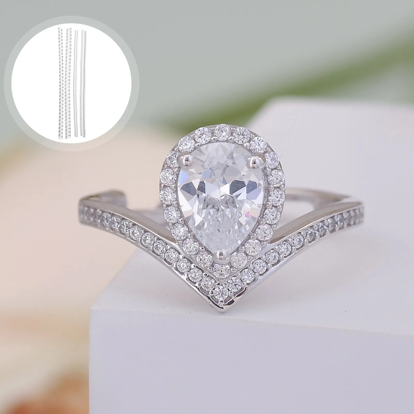 

16pcs Ring Size Adjuster Transparent Silicone Spacers Loose Rings Jewelry Supplies Spring Rope Fine Round Flat Thick Protectors