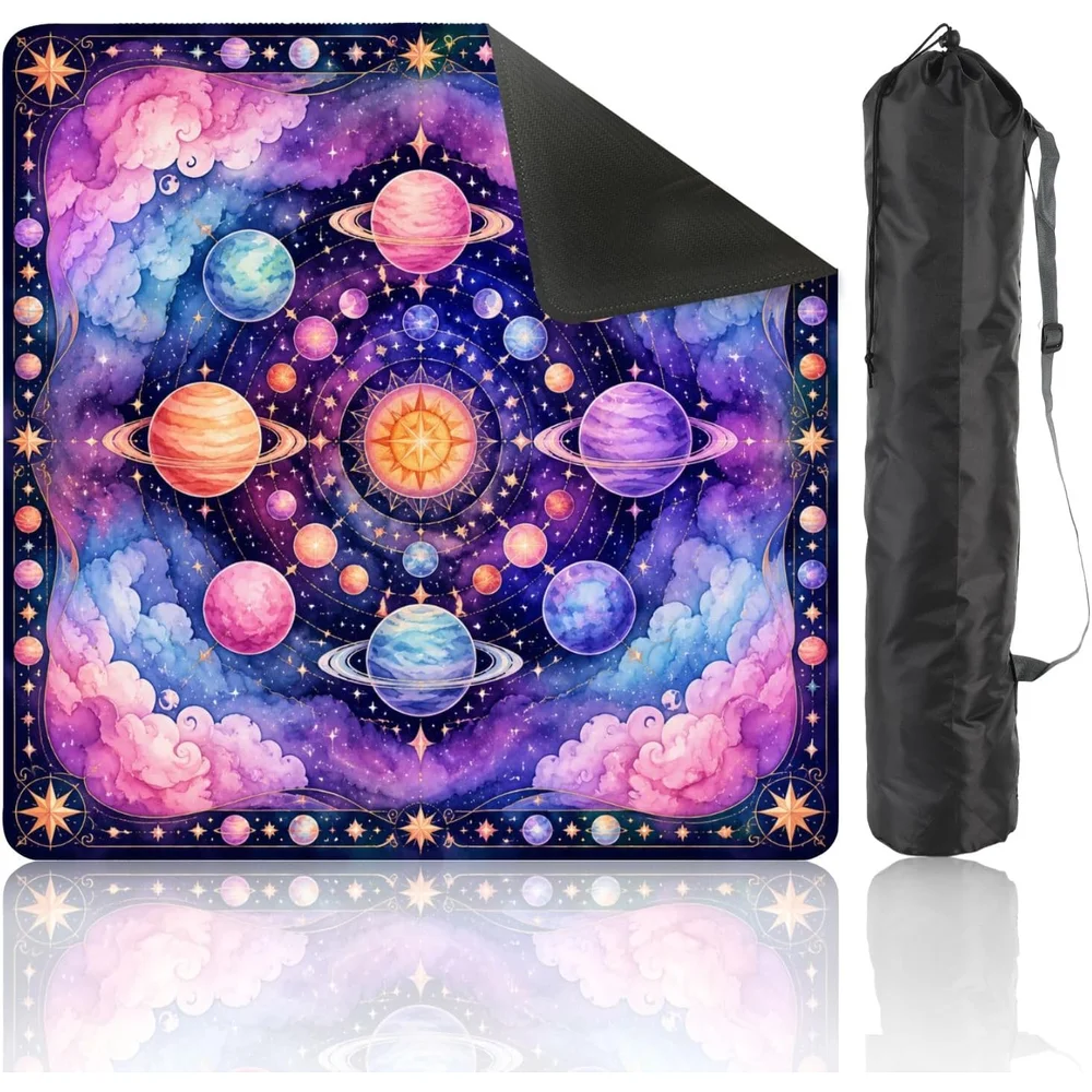 3mm Neoprene Luxury 31.5 Inch Mahjong Mat Celestial Planets Galaxy Stars Clouds Non Slip Noise Reduction for Mahjong Games