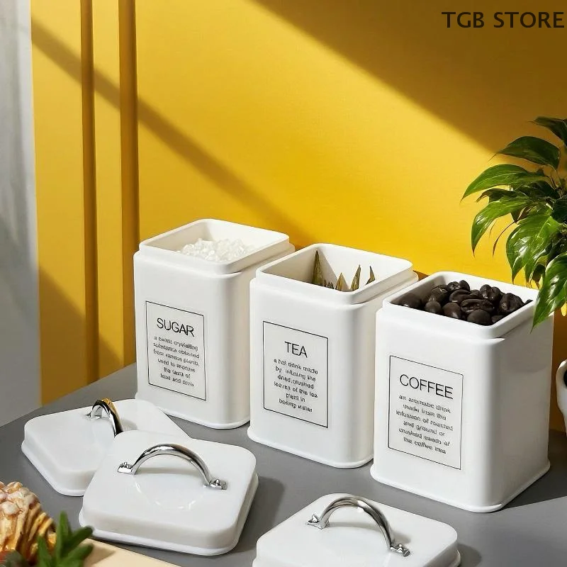 กระป๋องใส่เมล็ดกาแฟจิ๋ว 3 ชิ้น ภาชนะเก็บของในครัวทรงสี่เหลี่ยม ขนาด 1/6 สำหรับบ้านตุ๊กตา อุปกรณ์เสริมของเล่นตุ๊กตา