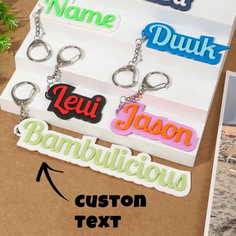 

Personalized Fashion Acrylic 3D Name Backpack Keychain Custom Text Letter Nameplate Car Bag Tag Memorial llaveros Keyring Gift
