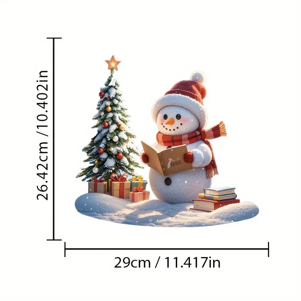 1PC Festive Snowman & Xmas Tree Sticker for Vehicle & Craft Accents" Sticker, Perfect for Notebook Covers, Gift Boxes