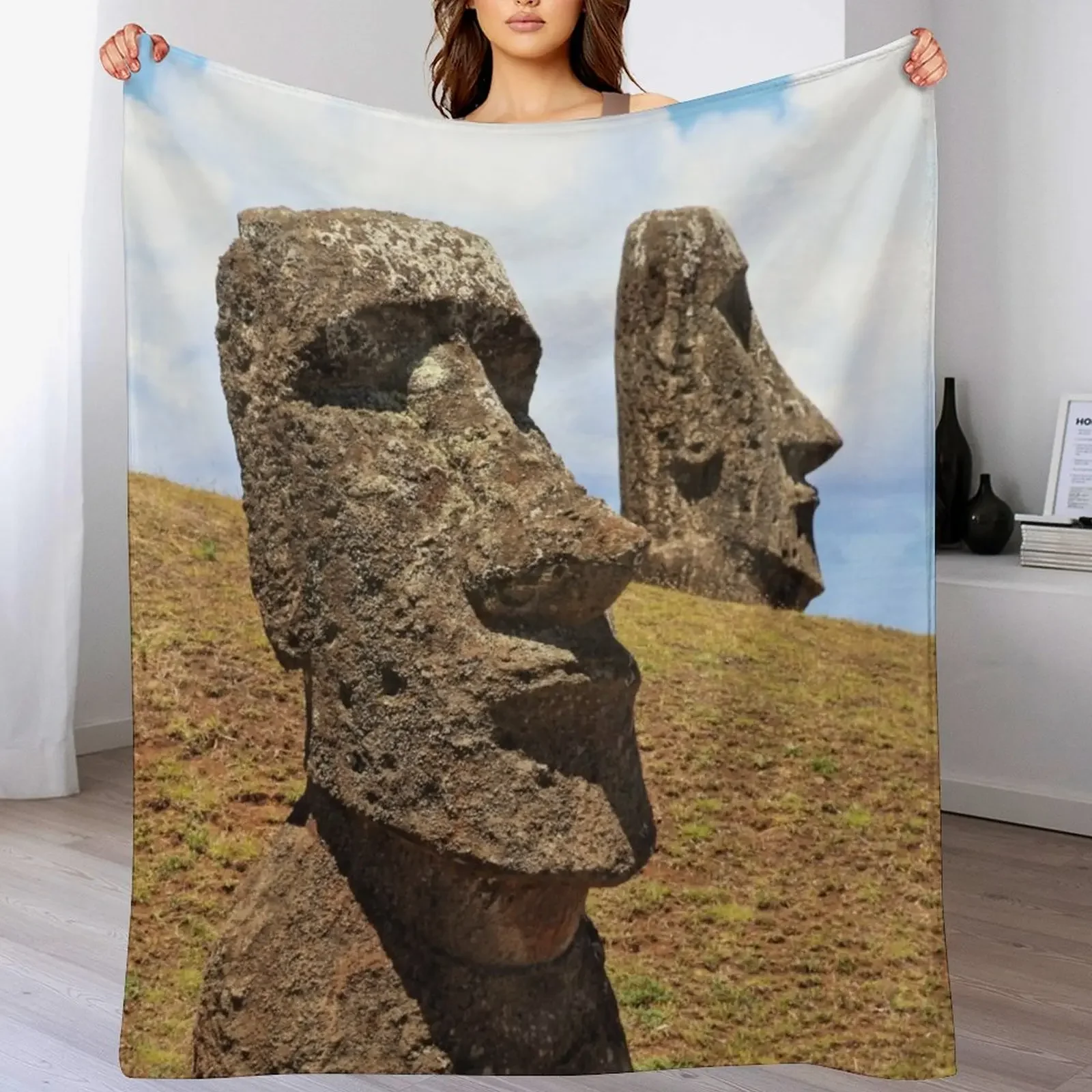 

Moais at Rano Raraku - Rapa Nui - Easter Island Throw Blanket sofa bed anime Thins Warm Blankets