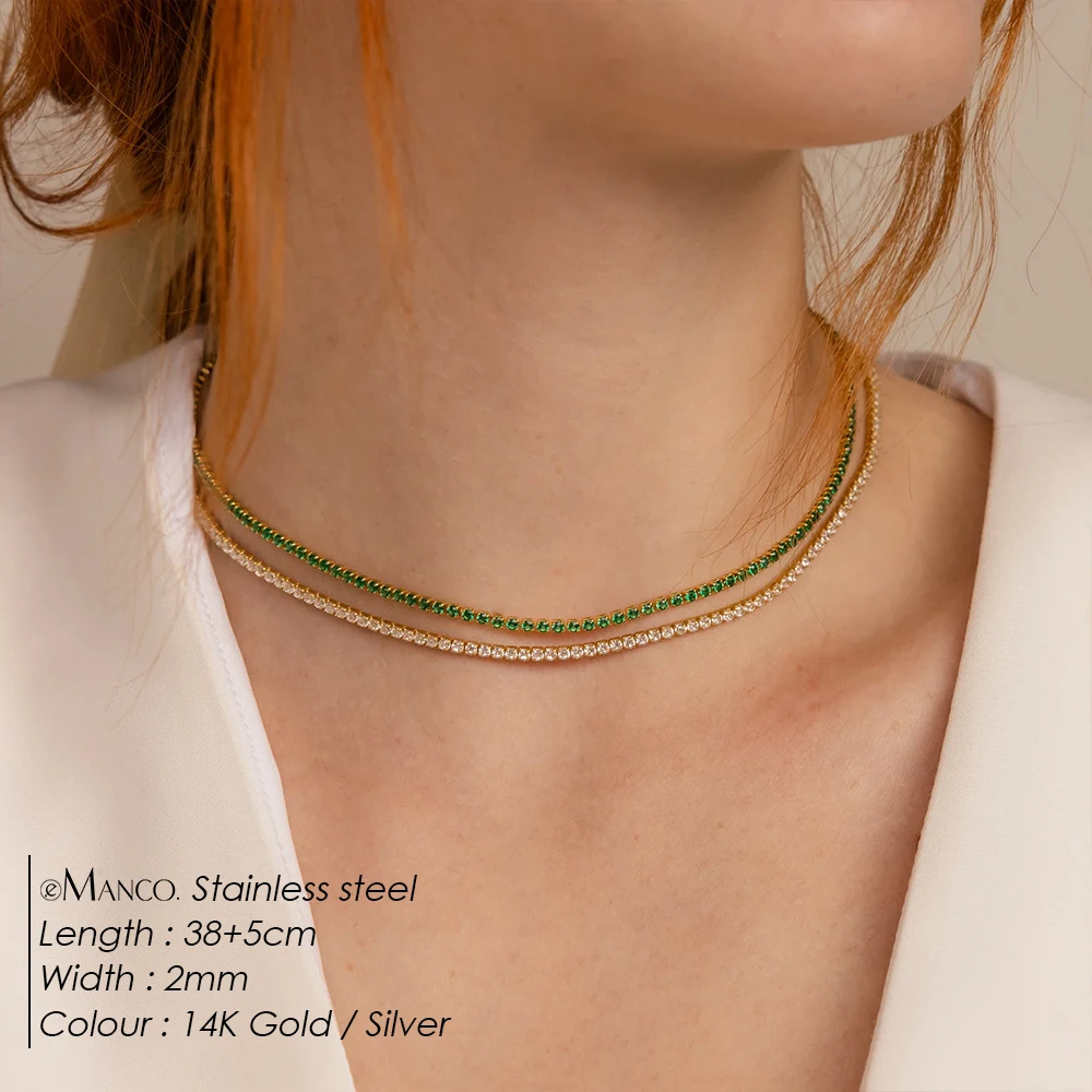 eManco Fashion Crystal Necklace High Quality Stainless Steel Necklace Ladies Bridal Accessories Gifts Wholesale